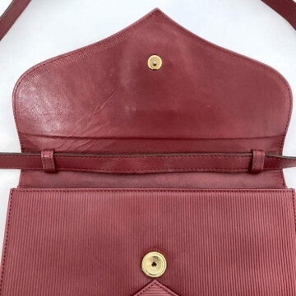 YSL Bordeaux Leather Shoulder Bag Push lock flap - Picture 7 of 9